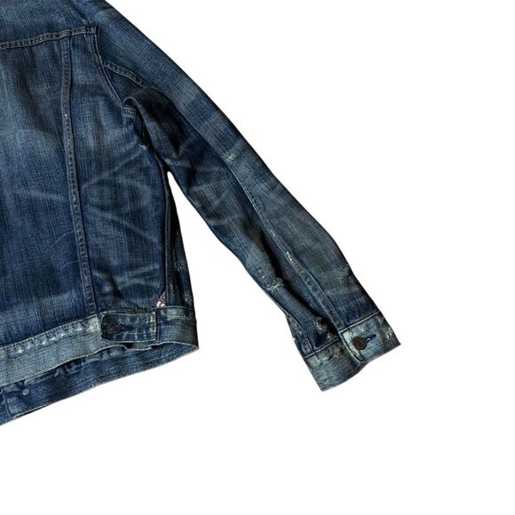 Y2K Polo Ralph Lauren Denim & Supply Distressed Trucker Jacket Large - Picture 8 of 12